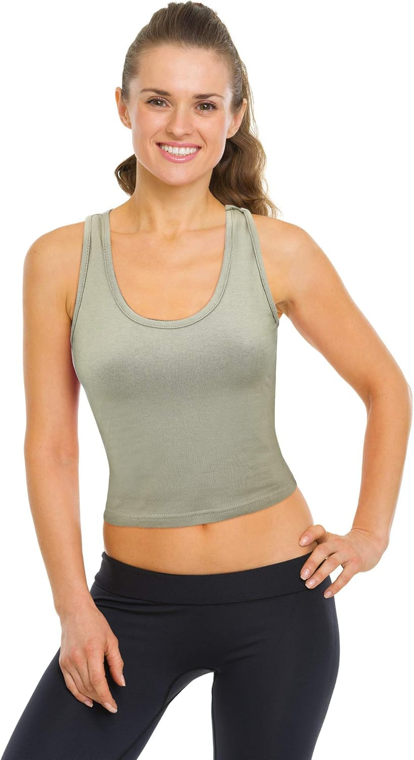 6-Pack Basic Sleeveless Racerback Sports Crop Tank Tops for Women and Girls