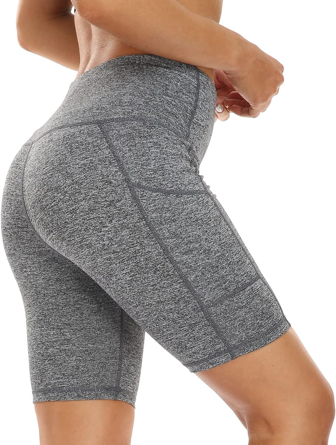 3 Pack High Waist Out Pocket Yoga Short 8"/5" Tummy Cvontrol Workout Shorts Running Athletic Non See-Through Active Shorts