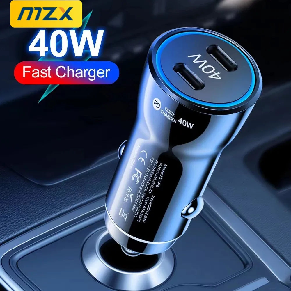 MZX 40W Smart Car Charger PD Type C