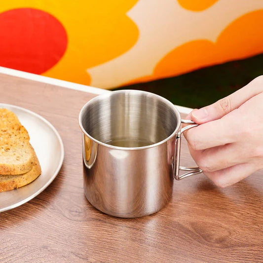 1Pc Stainless Steel Folding Handle Cup Portable